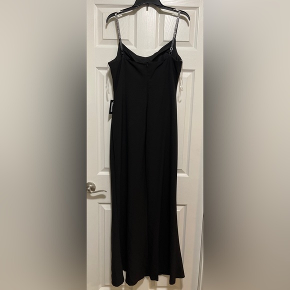Marina Black Sheath Dress with rhinestone Straps - Picture 6 of 12